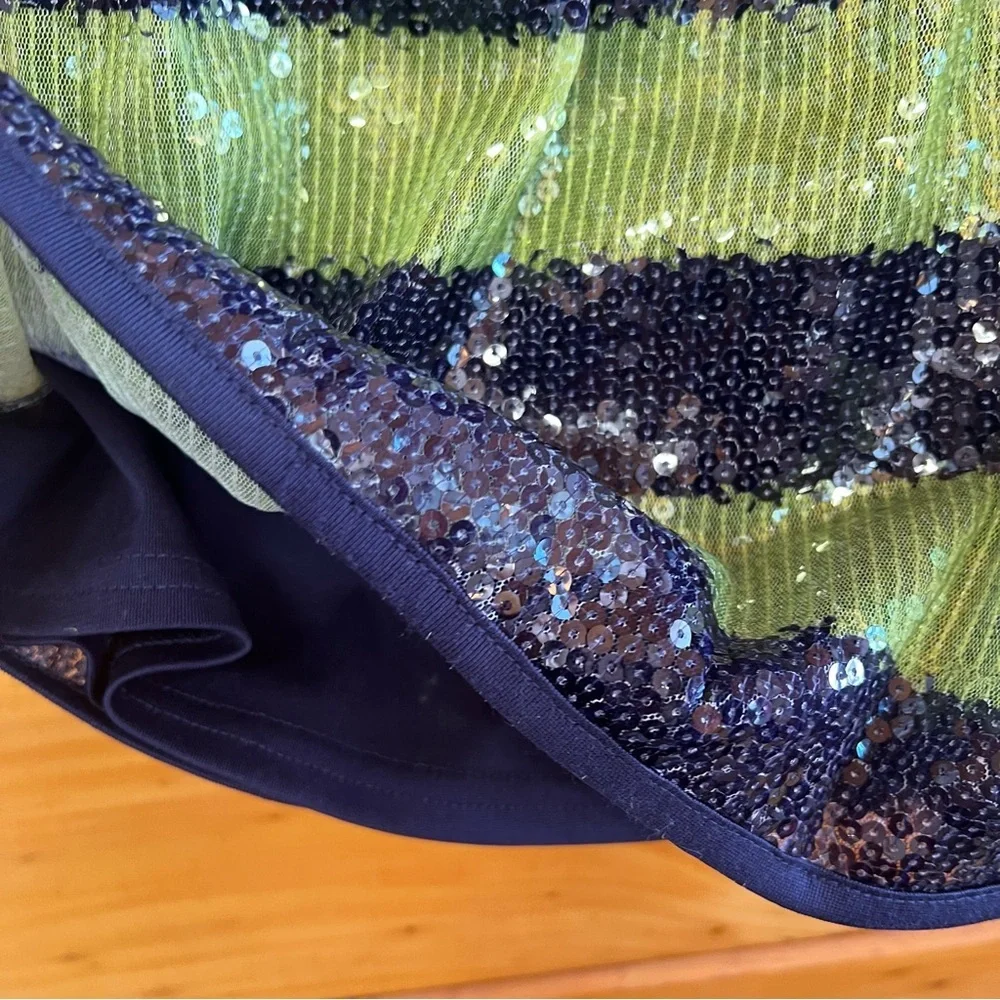 The Children's Place Sequin Skirt Navy and Green Lined Girls 5/6 S